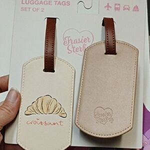 Frasier Sterling Luggage Tags Set - Cream and Brown